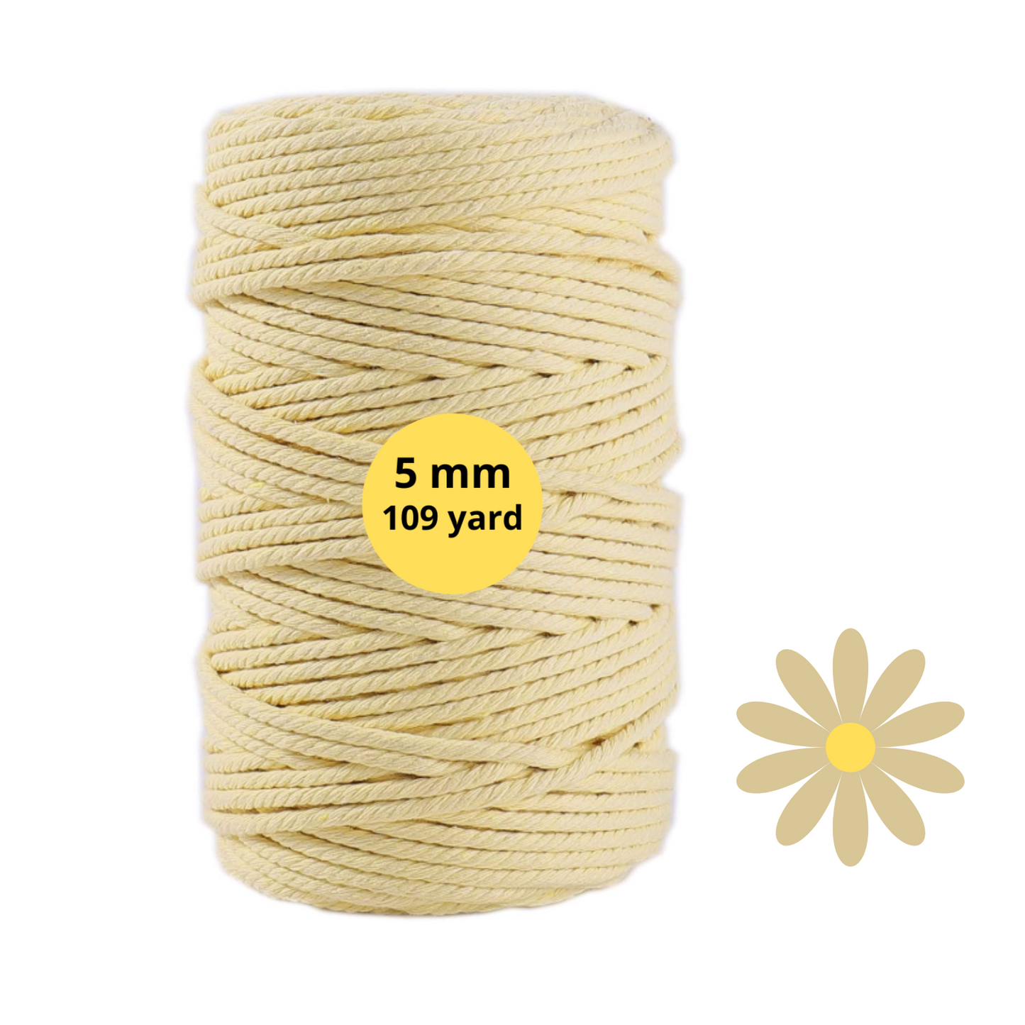 Natural Color Macrame Cord 5mm x 109yards, Colored Macrame Rope, 4 Strand Twisted Cotton Rope Macrame Yarn, Colorful Cotton Craft Cord for Wall Hanging, Plant Hangers, Crafts, Knitting