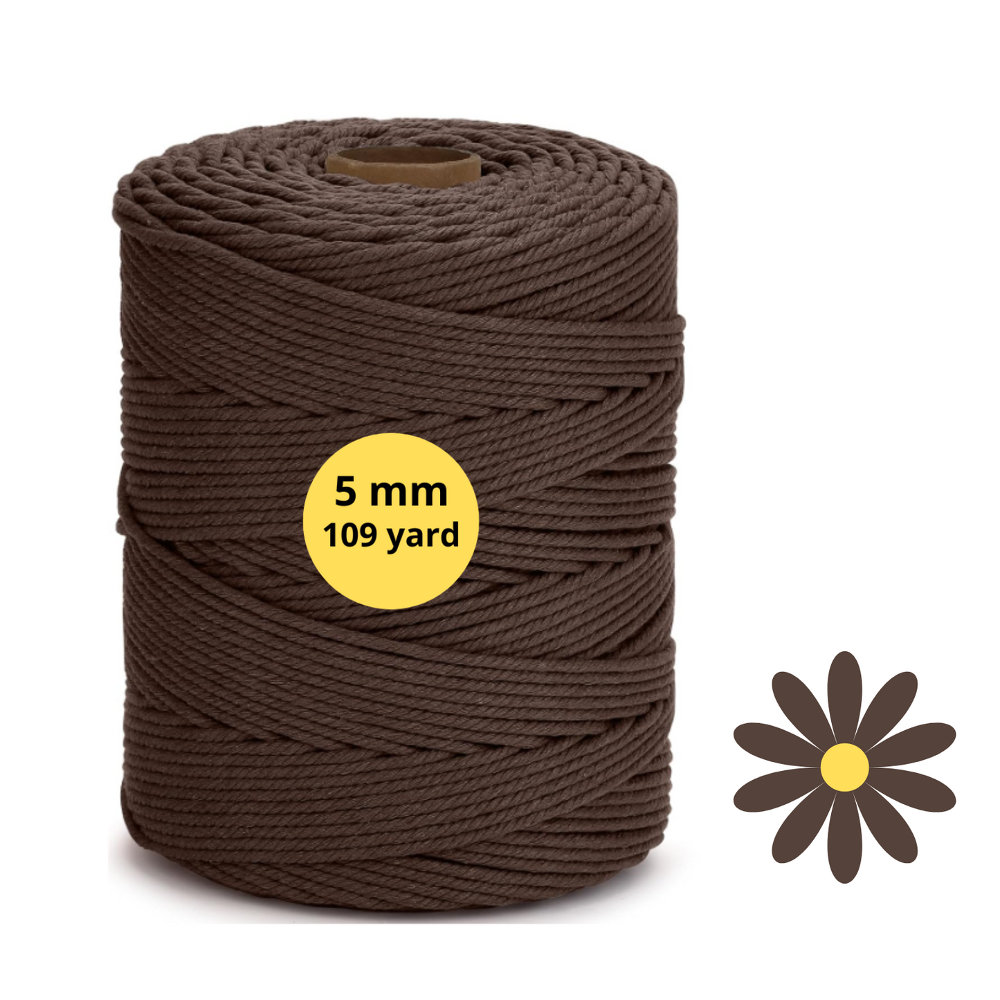 Natural Color Macrame Cord 5mm x 109yards, Colored Macrame Rope, 4 Strand Twisted Cotton Rope Macrame Yarn, Colorful Cotton Craft Cord for Wall Hanging, Plant Hangers, Crafts, Knitting