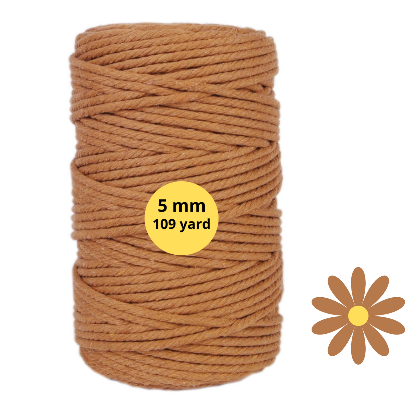 Natural Color Macrame Cord 5mm x 109yards, Colored Macrame Rope, 4 Strand Twisted Cotton Rope Macrame Yarn, Colorful Cotton Craft Cord for Wall Hanging, Plant Hangers, Crafts, Knitting