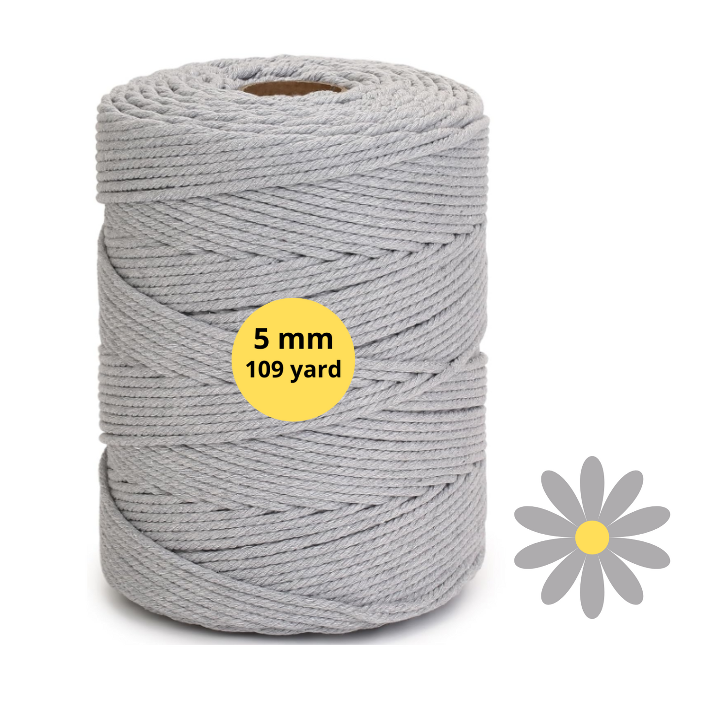 Natural Color Macrame Cord 5mm x 109yards, Colored Macrame Rope, 4 Strand Twisted Cotton Rope Macrame Yarn, Colorful Cotton Craft Cord for Wall Hanging, Plant Hangers, Crafts, Knitting