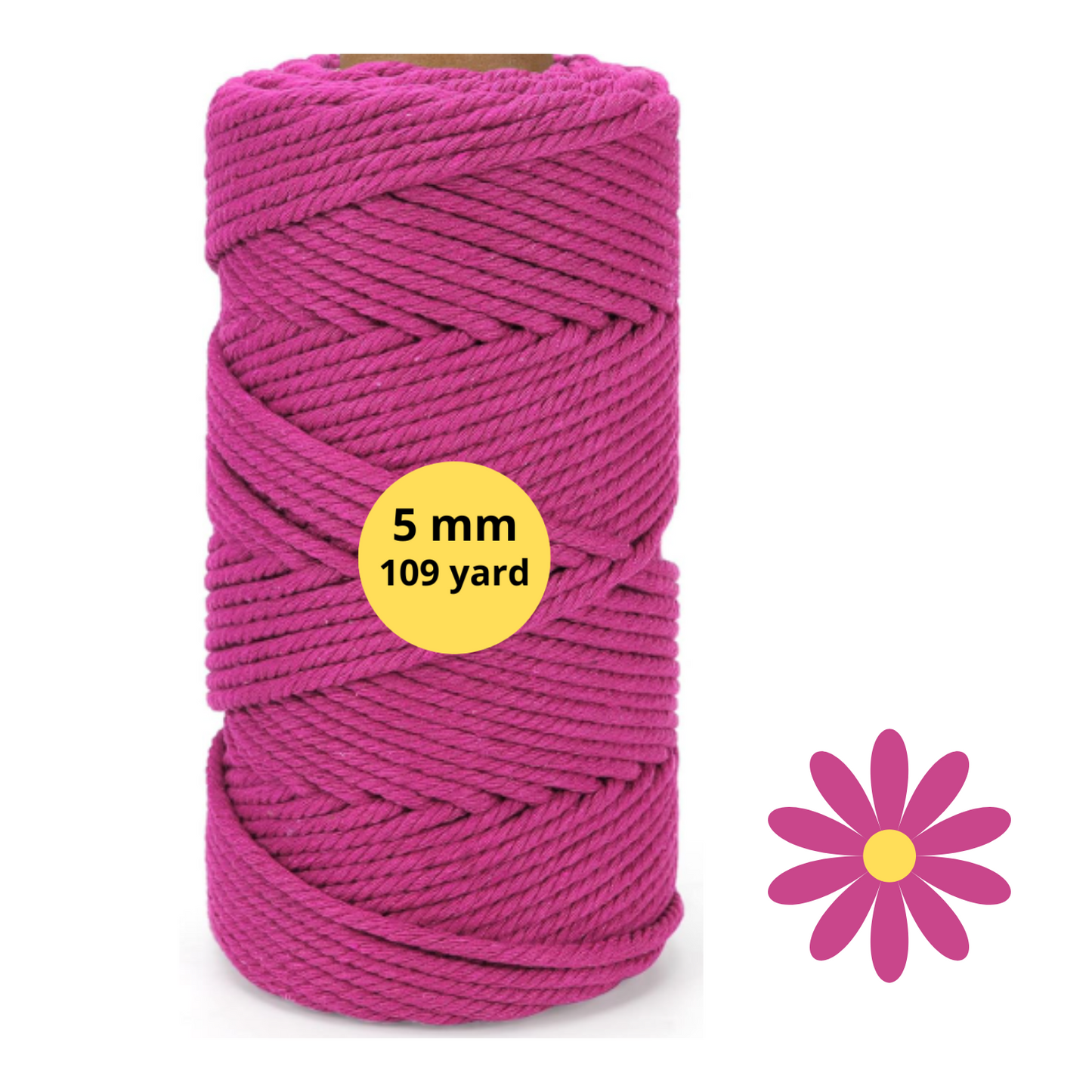 Natural Color Macrame Cord 5mm x 109yards, Colored Macrame Rope, 4 Strand Twisted Cotton Rope Macrame Yarn, Colorful Cotton Craft Cord for Wall Hanging, Plant Hangers, Crafts, Knitting