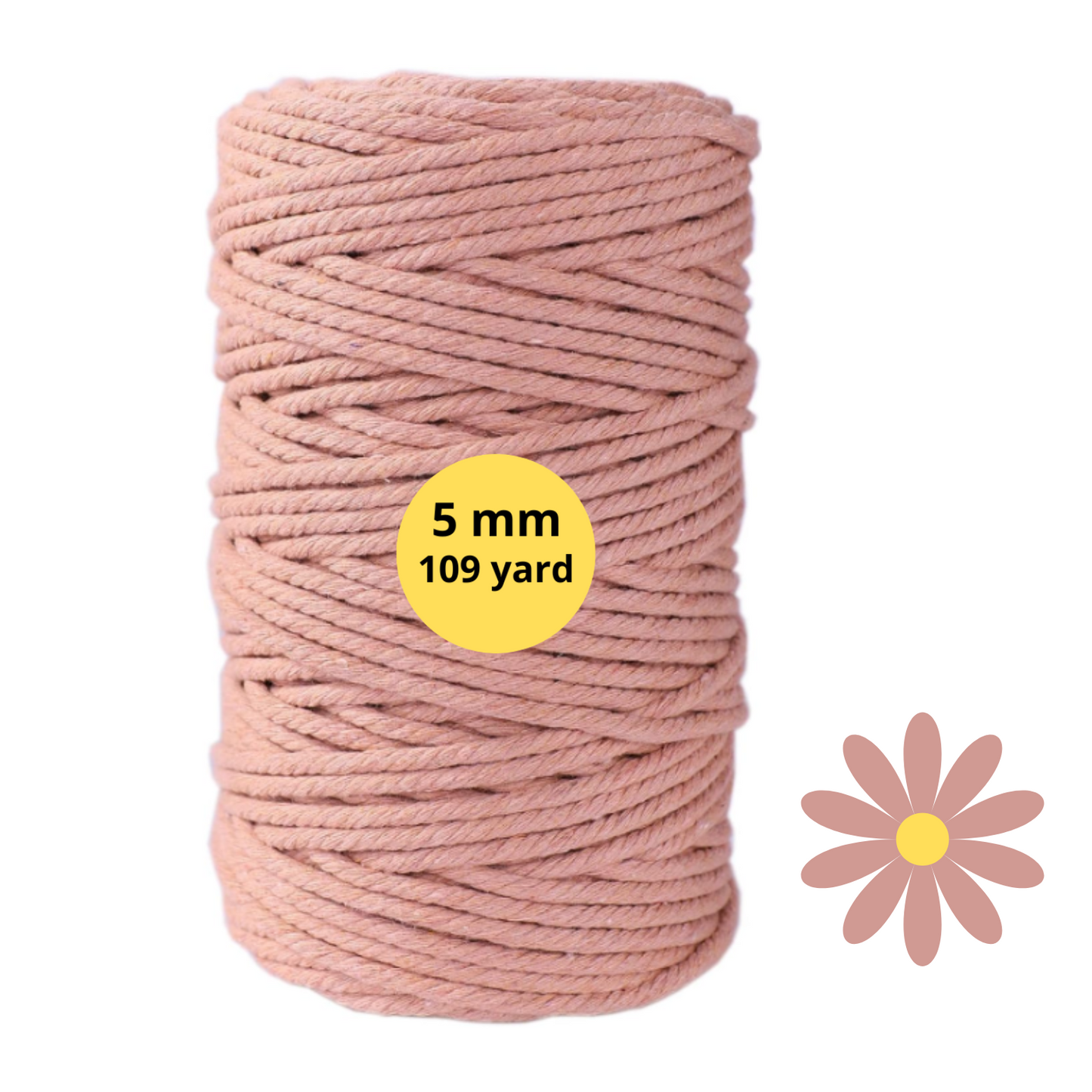 Natural Color Macrame Cord 5mm x 109yards, Colored Macrame Rope, 4 Strand Twisted Cotton Rope Macrame Yarn, Colorful Cotton Craft Cord for Wall Hanging, Plant Hangers, Crafts, Knitting