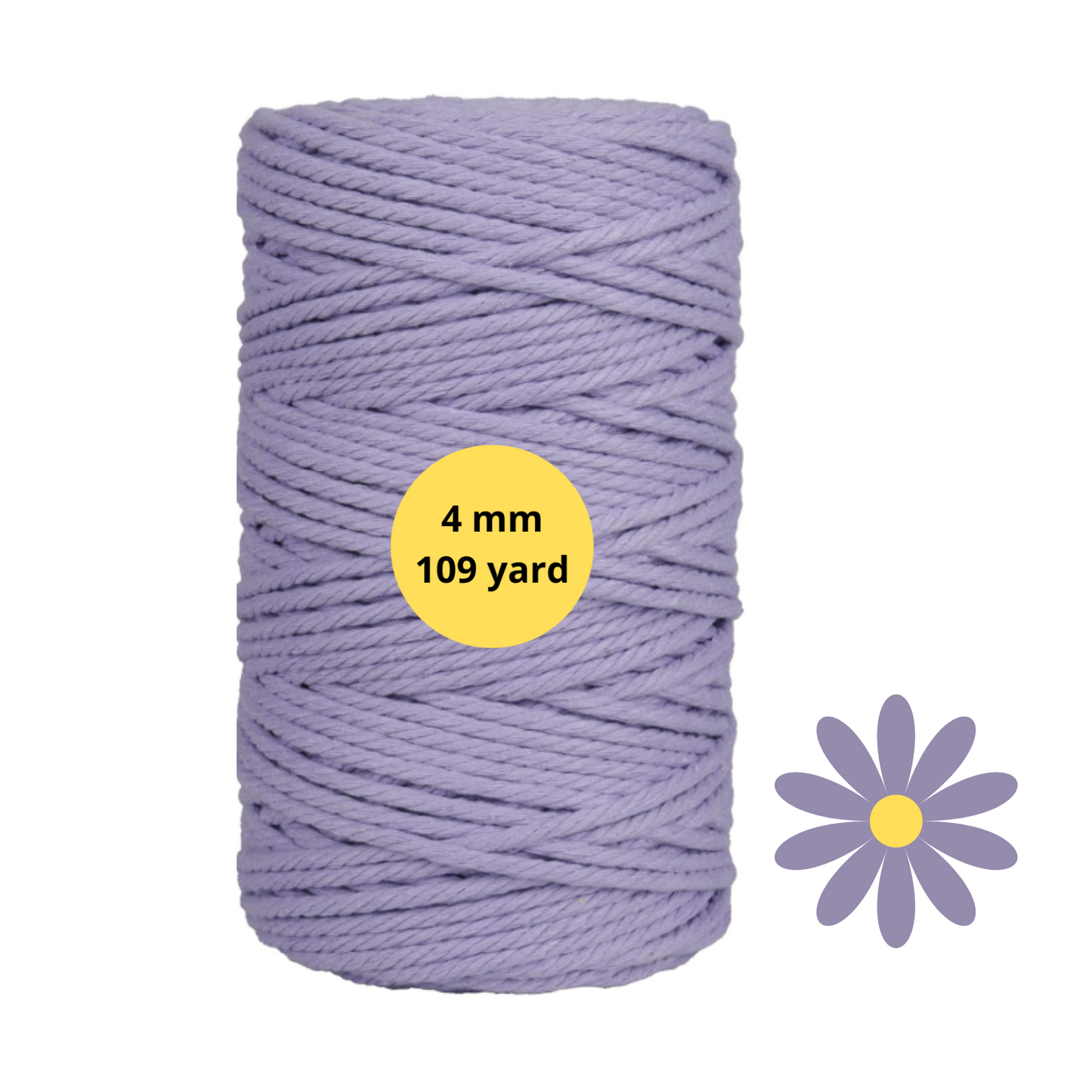 Natural Color Macrame Cord 4 mm x 109yards, Colored Macrame Rope, 4 Strand Twisted Cotton Rope Macrame Yarn, Colorful Cotton Craft Cord for Wall Hanging, Plant Hangers, Crafts, Knitting