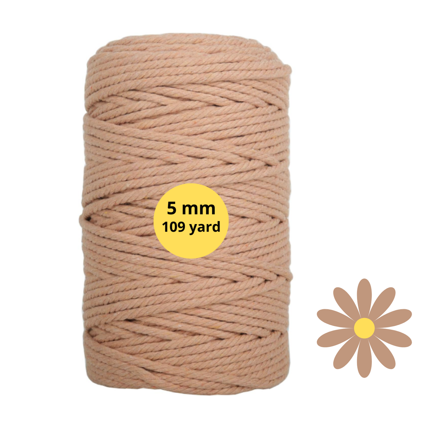 Natural Color Macrame Cord 5mm x 109yards, Colored Macrame Rope, 4 Strand Twisted Cotton Rope Macrame Yarn, Colorful Cotton Craft Cord for Wall Hanging, Plant Hangers, Crafts, Knitting