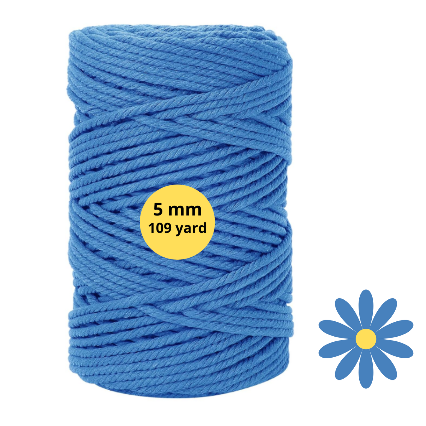 Natural Color Macrame Cord 5mm x 109yards, Colored Macrame Rope, 4 Strand Twisted Cotton Rope Macrame Yarn, Colorful Cotton Craft Cord for Wall Hanging, Plant Hangers, Crafts, Knitting