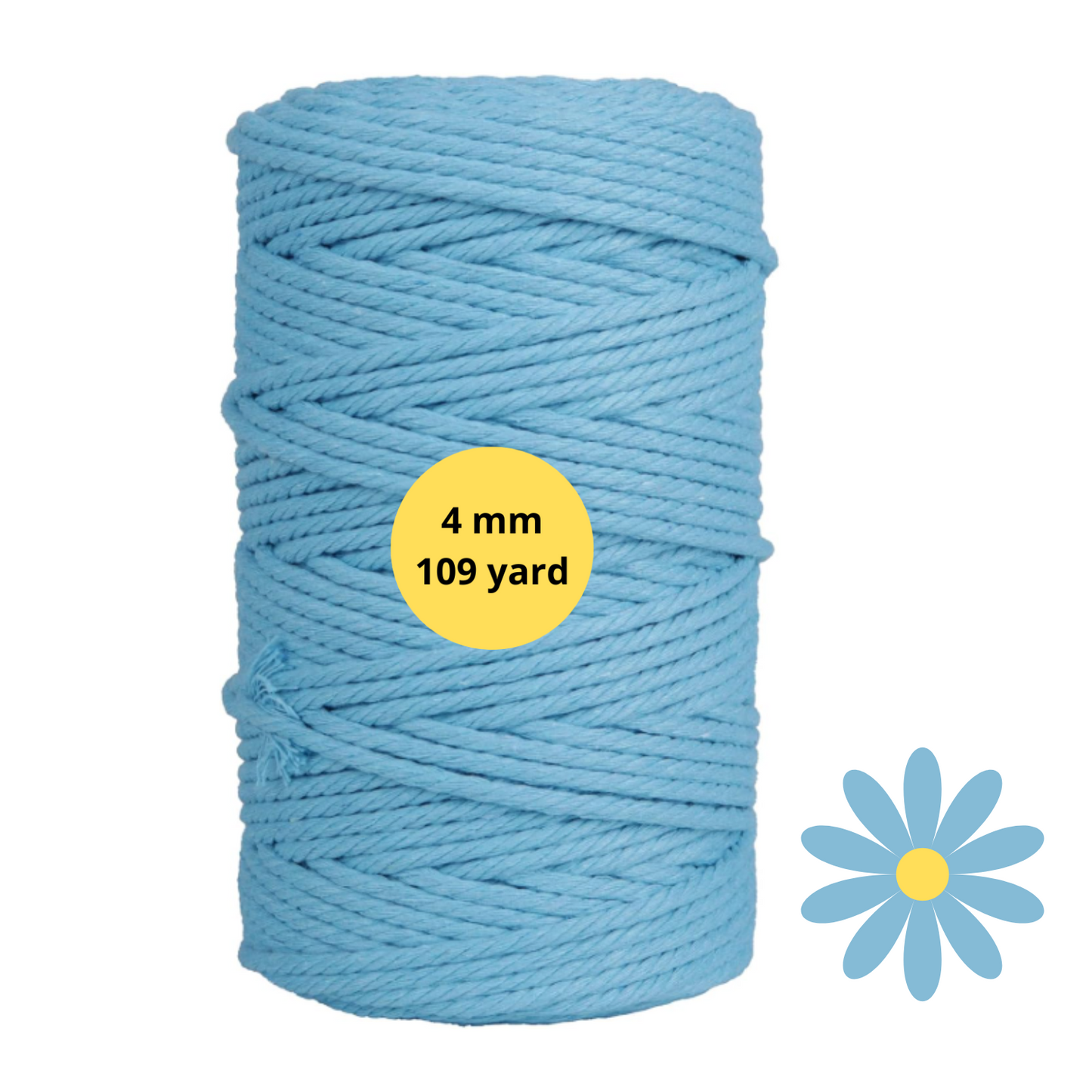 Natural Color Macrame Cord 4 mm x 109yards, Colored Macrame Rope, 4 Strand Twisted Cotton Rope Macrame Yarn, Colorful Cotton Craft Cord for Wall Hanging, Plant Hangers, Crafts, Knitting