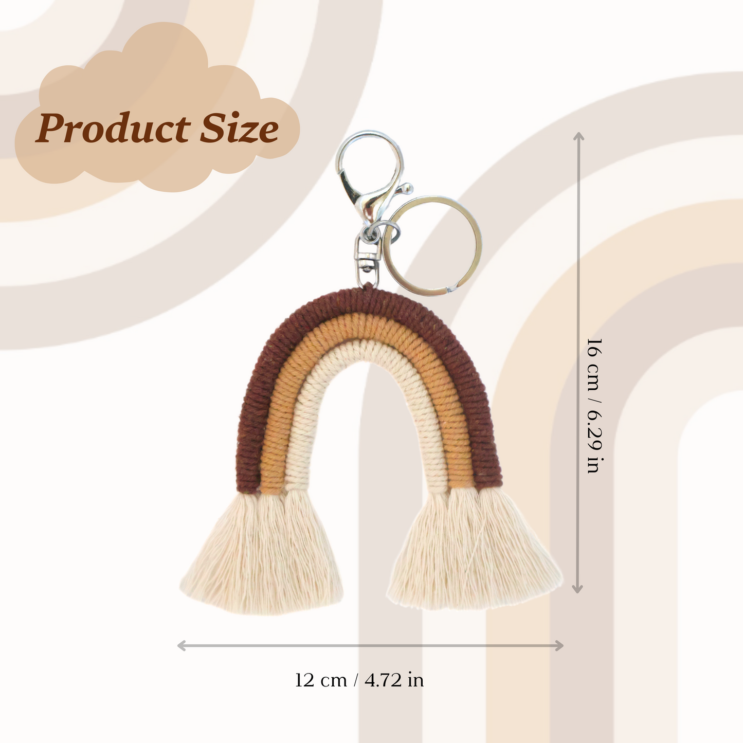 Keychain Boho Rainbow Tassel Charm Macrame Rainbow Tassel Key Chain Car Keyring Holder Bag Wallet Purse Decoration Charm for Women Handbag Pendant Accessories