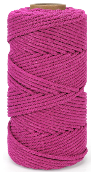 Natural Color Macrame Cord 3mm x 109yards, Colored Macrame Rope, 4 Strand Twisted Cotton Rope Macrame Yarn, Colorful Cotton Craft Cord for Wall Hanging, Plant Hangers, Crafts, Knitting