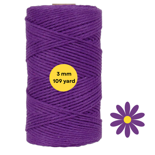Natural Color Macrame Cord 3mm x 109yards, Colored Macrame Rope, 4 Strand Twisted Cotton Rope Macrame Yarn, Colorful Cotton Craft Cord for Wall Hanging, Plant Hangers, Crafts, Knitting