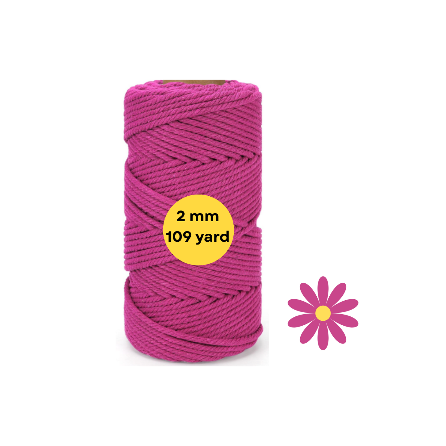 Natural Macrame Cord 2mm x 109yards, Colored Macrame Rope reyscled, Cotton Rope Macrame Yarn, Colorful Cotton Craft Cord for Wall Hanging, Plant Hangers, Crafts, Knitting