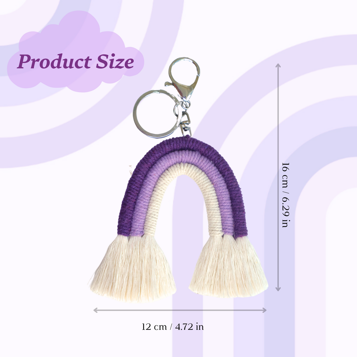Keychain Boho Rainbow Tassel Charm Macrame Rainbow Tassel Key Chain Car Keyring Holder Bag Wallet Purse Decoration Charm for Women Handbag Pendant Accessories