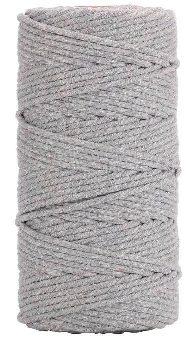 Natural Color Macrame Cord 3mm x 109yards, Colored Macrame Rope, 4 Strand Twisted Cotton Rope Macrame Yarn, Colorful Cotton Craft Cord for Wall Hanging, Plant Hangers, Crafts, Knitting