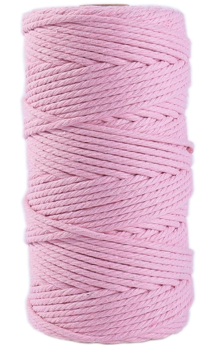 Natural Color Macrame Cord 3mm x 109yards, Colored Macrame Rope, 4 Strand Twisted Cotton Rope Macrame Yarn, Colorful Cotton Craft Cord for Wall Hanging, Plant Hangers, Crafts, Knitting