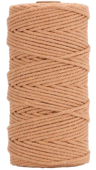 Natural Color Macrame Cord 3mm x 109yards, Colored Macrame Rope, 4 Strand Twisted Cotton Rope Macrame Yarn, Colorful Cotton Craft Cord for Wall Hanging, Plant Hangers, Crafts, Knitting