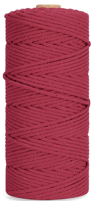 Natural Color Macrame Cord 3mm x 109yards, Colored Macrame Rope, 4 Strand Twisted Cotton Rope Macrame Yarn, Colorful Cotton Craft Cord for Wall Hanging, Plant Hangers, Crafts, Knitting