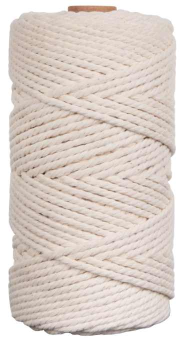 Natural Color Macrame Cord 3mm x 109yards, Colored Macrame Rope, 4 Strand Twisted Cotton Rope Macrame Yarn, Colorful Cotton Craft Cord for Wall Hanging, Plant Hangers, Crafts, Knitting