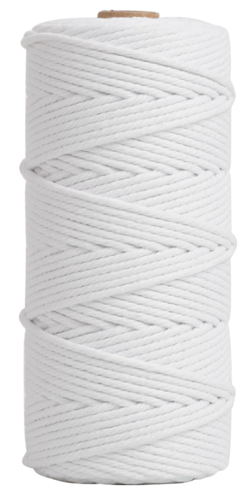 Natural Color Macrame Cord 3mm x 109yards, Colored Macrame Rope, 4 Strand Twisted Cotton Rope Macrame Yarn, Colorful Cotton Craft Cord for Wall Hanging, Plant Hangers, Crafts, Knitting