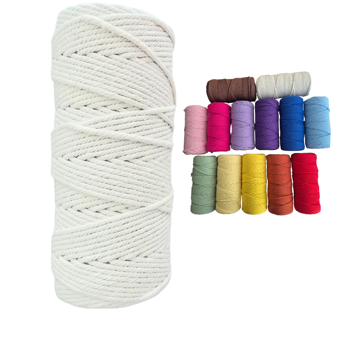 Natural Macrame Cord 2mm x 109yards, Colored Macrame Rope reyscled, Cotton Rope Macrame Yarn, Colorful Cotton Craft Cord for Wall Hanging, Plant Hangers, Crafts, Knitting